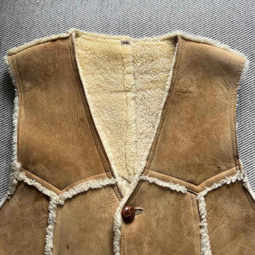 希少70's~80's vintage ムートンベスト　シープスキン　キャメル