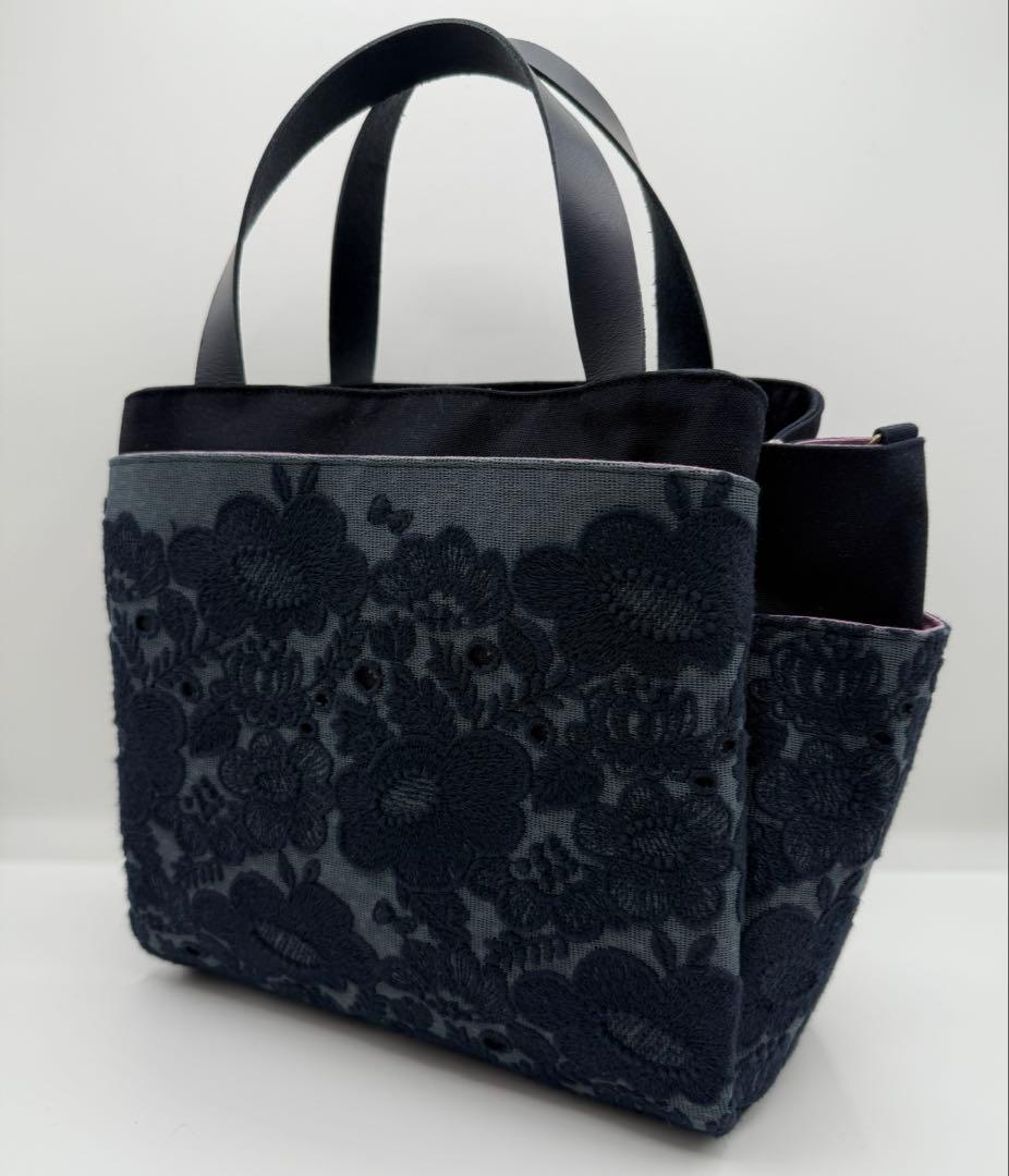 ミナペルホネン smileflower ハンドメイドバッグ スクエアトートバッグ