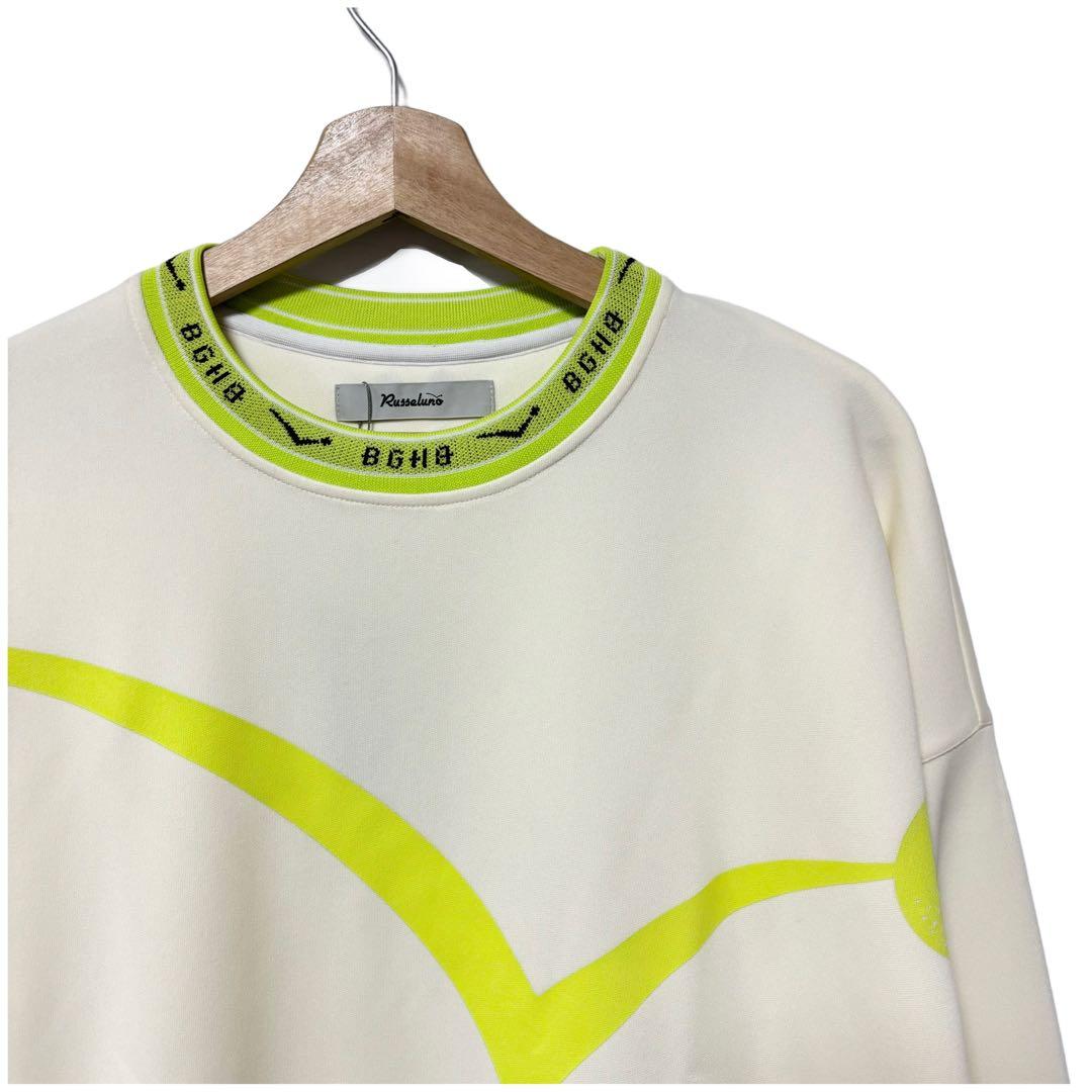 新品 バガーチ ラッセルノ フロントロゴ スウェット ホワイト イエロー L 5