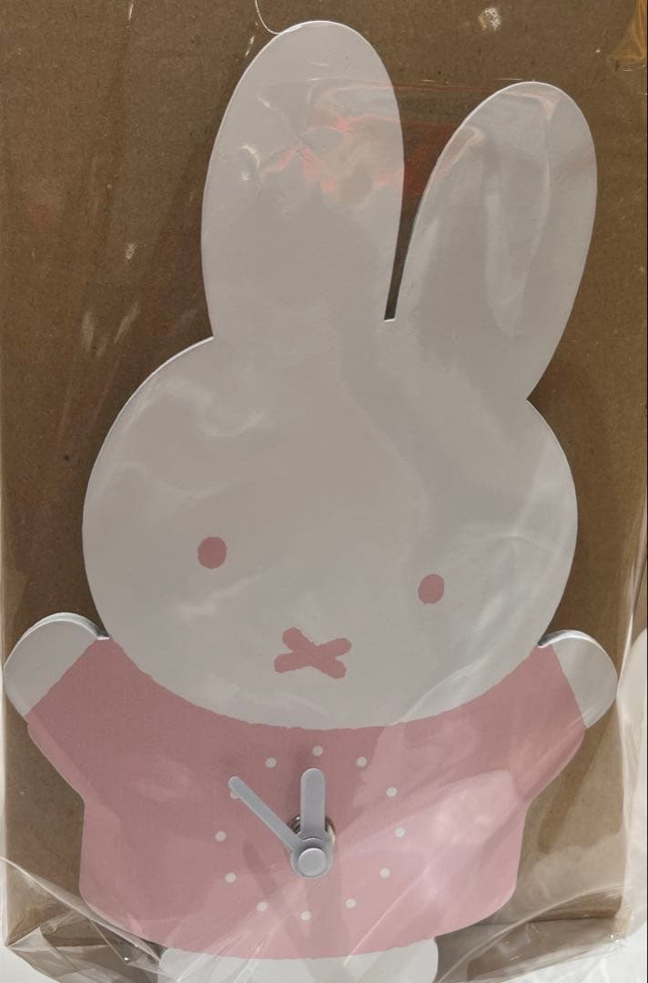 ミッフィースタイル　木製ダイカット置き時計　ピンク