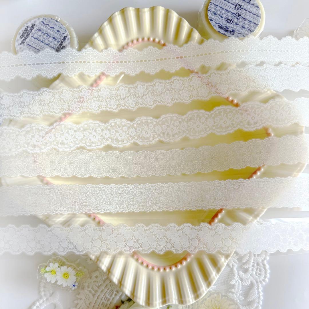 【8701】海外　マステ　6m巻売り　ラメ加工カッティング　レース　6種類