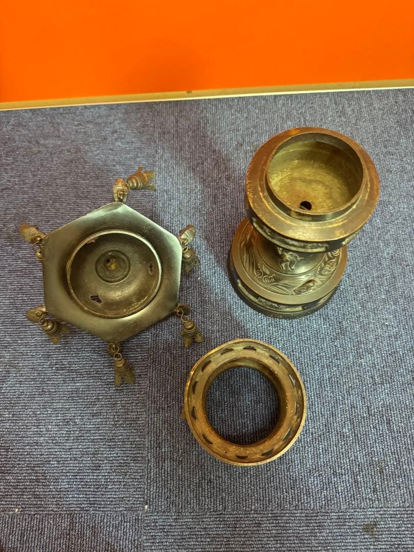 1848  古美術品　銅製　龍文　灯篭  置物　時代物