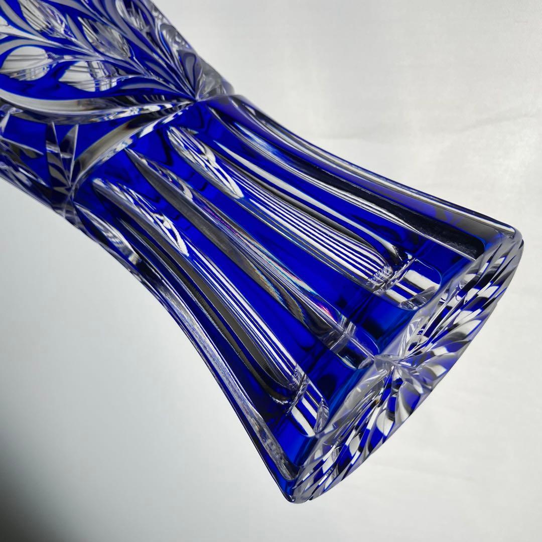 美品 ドレスデンクリスタル ガラス 花瓶 26cm フラワーベース ドイツ