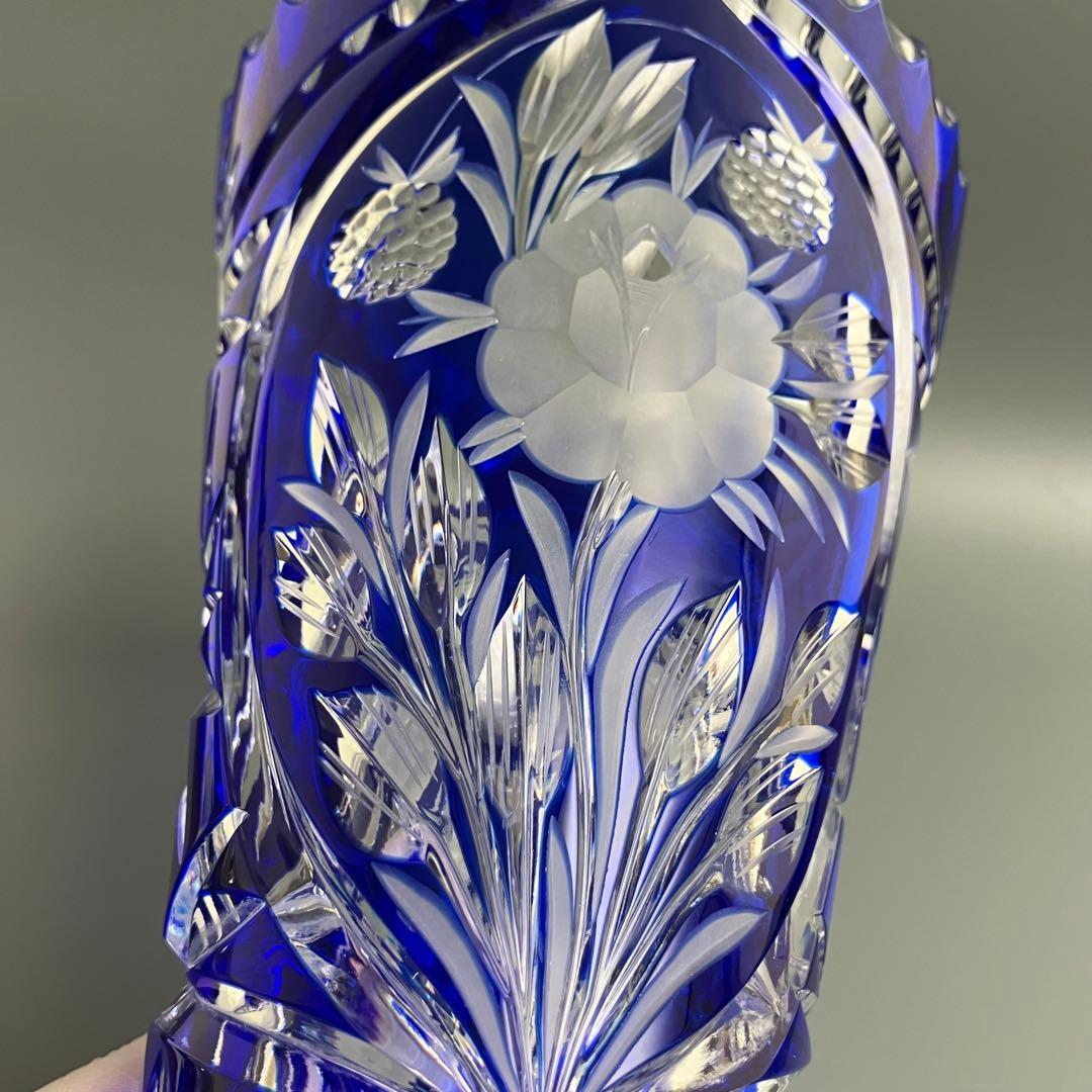 美品 ドレスデンクリスタル ガラス 花瓶 26cm フラワーベース ドイツ