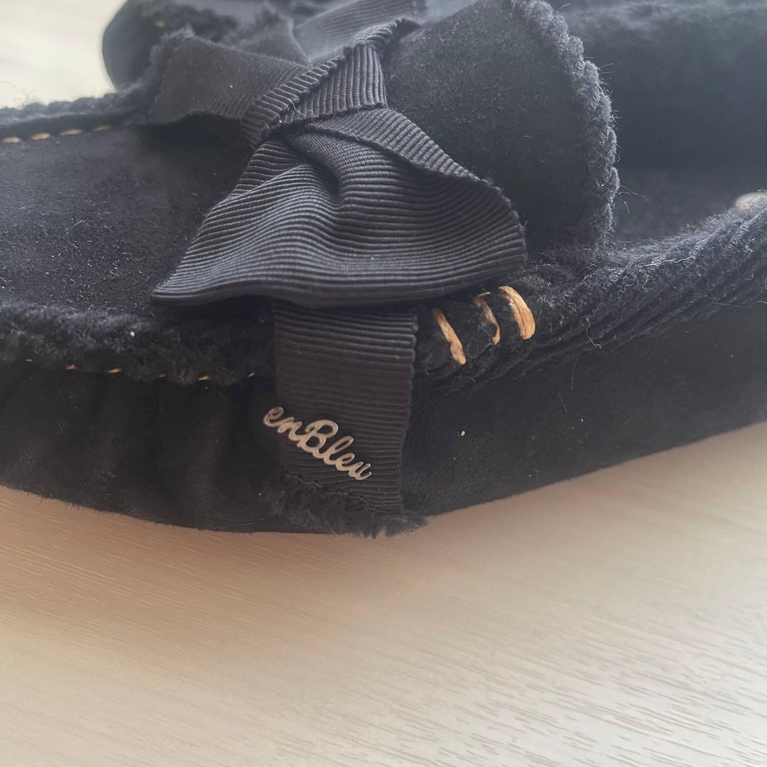 【LANVIN en Bleu】リボンモカシン 24cm ブラック 【美品】