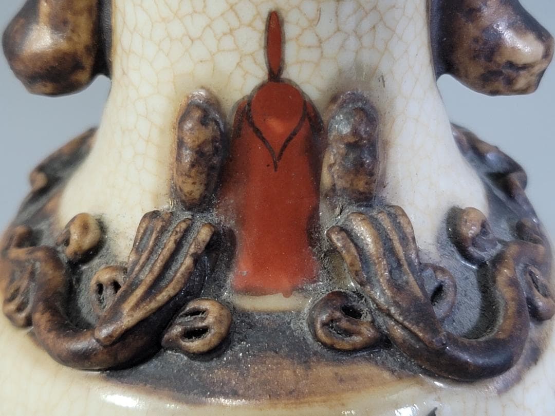 中国 色絵 人物 瓶 一対 台