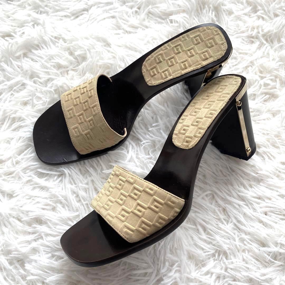 希少　【GUCCI】グッチ　ミュール　サンダル　ヒール　ベージュ　6B 金具