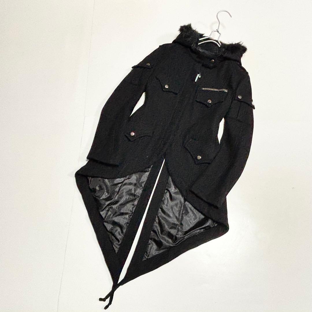 BPN　ブラックピースナウ　黒　燕尾　ファー・フーディ　コート