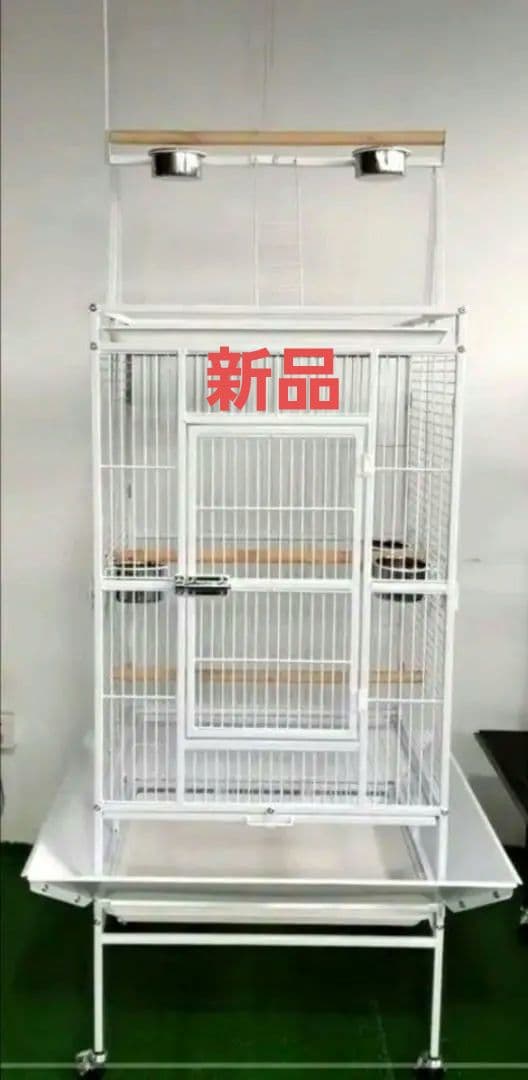 大型⑥バードケージ インコ オウム 鳥かご スタンド キャスター 白 えとぴりか