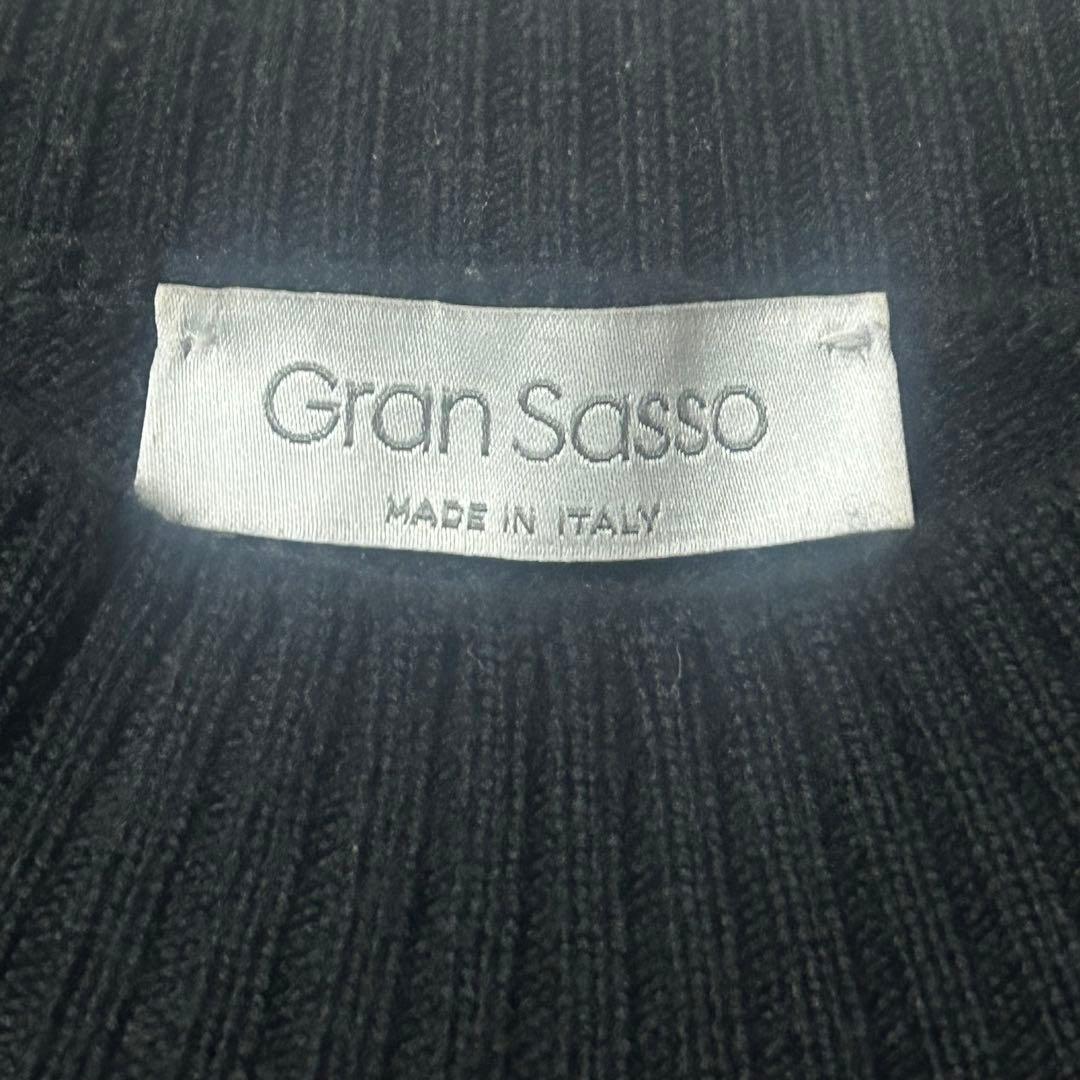 グランサッソ ニット モックネック ハイゲージ プルオーバー イタリア製 黒