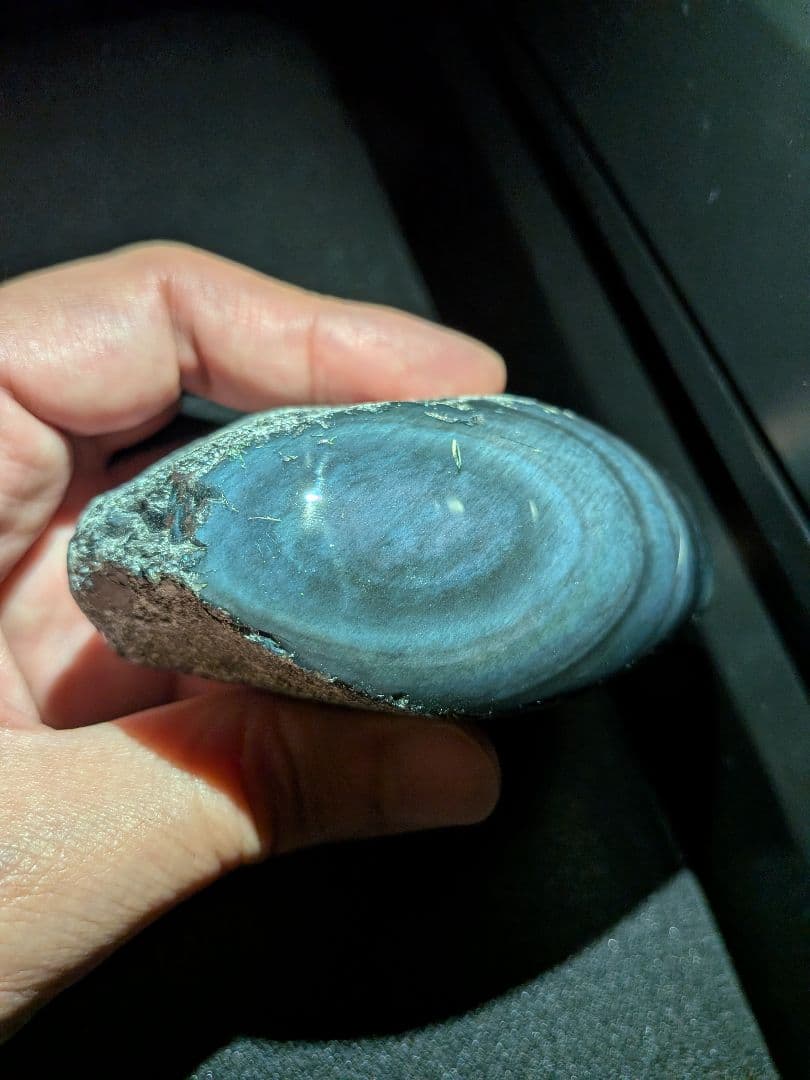 研磨品　十勝石玲瓏　複合色レインボーオブシディアン　特級品