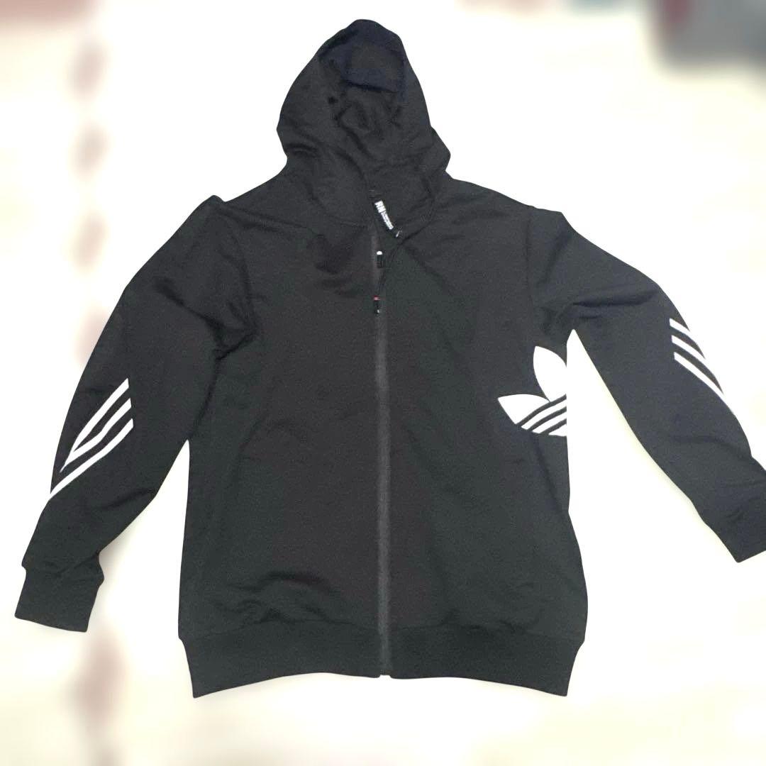 (美品)アディダスフード付きジャージセットアップXXL