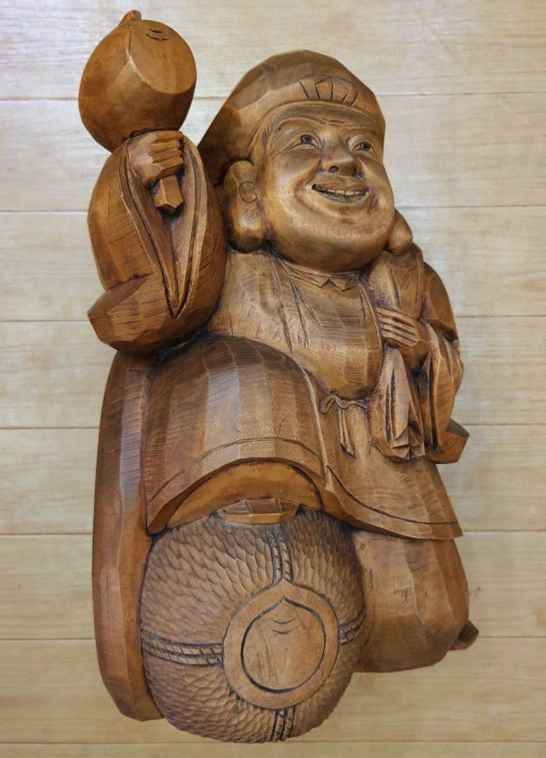 新春特価◆大黒様木彫大黒天像◆製作者在銘刻印有り◆高さ約41cm重量約7.5kg