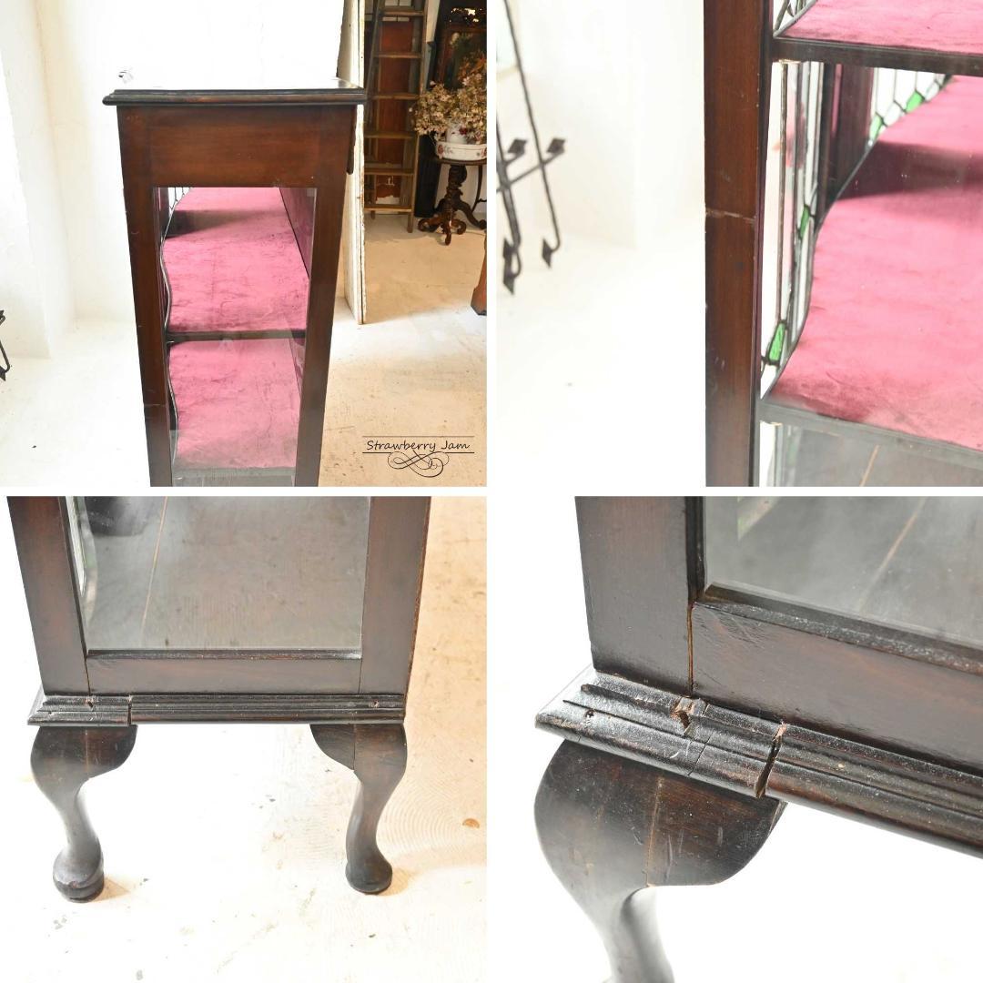 L3103-85 英国アンティーク ガラスキャビネット 食器棚 マホガニー
