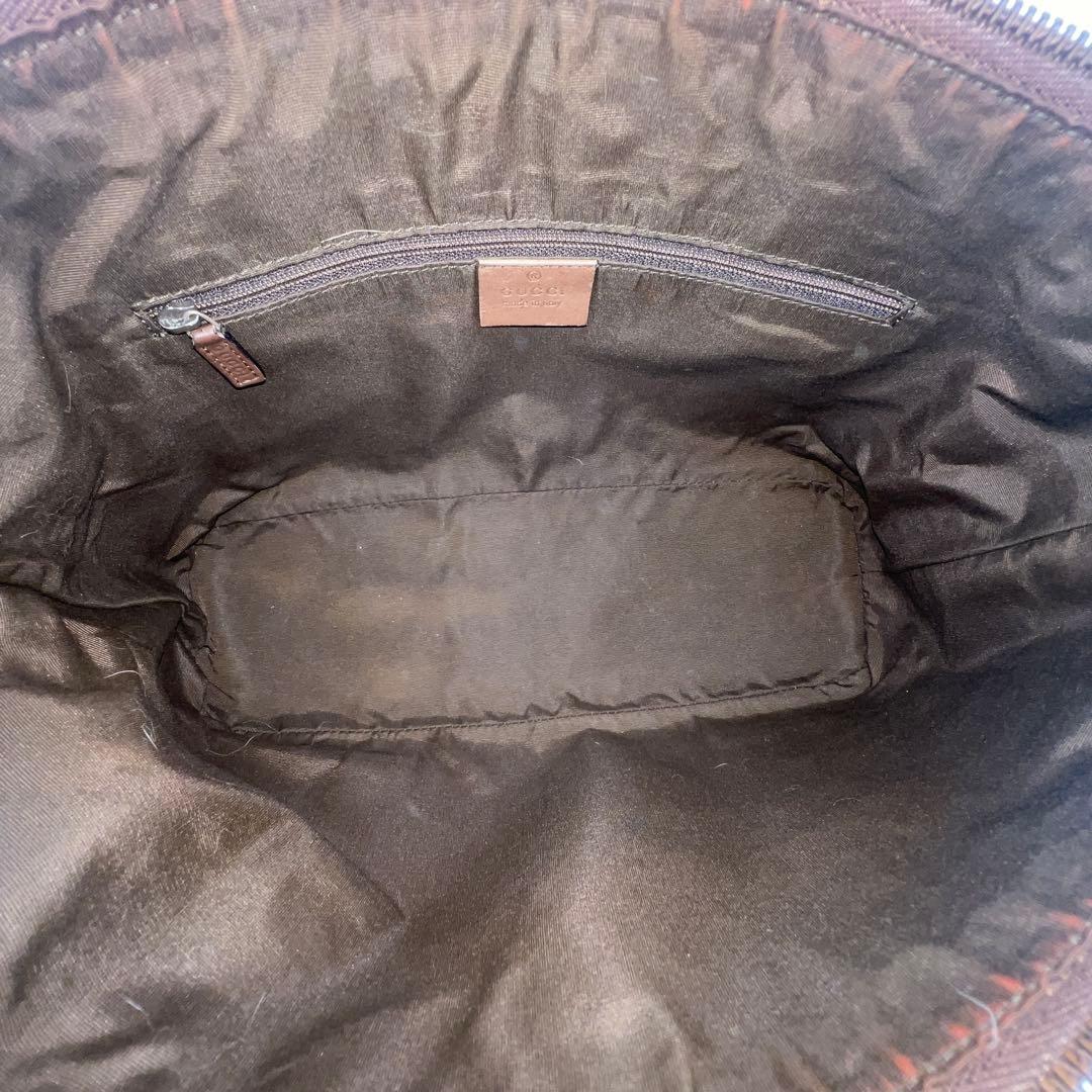 【美品】 GUCCI ハンドバッグ キャンバス レザー ブラウン バニティ