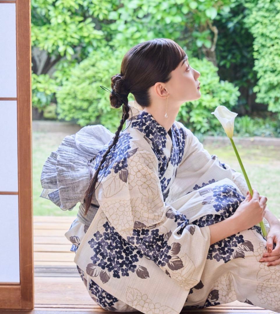 hinari×utatane 浴衣セット　紫陽花ブルー
