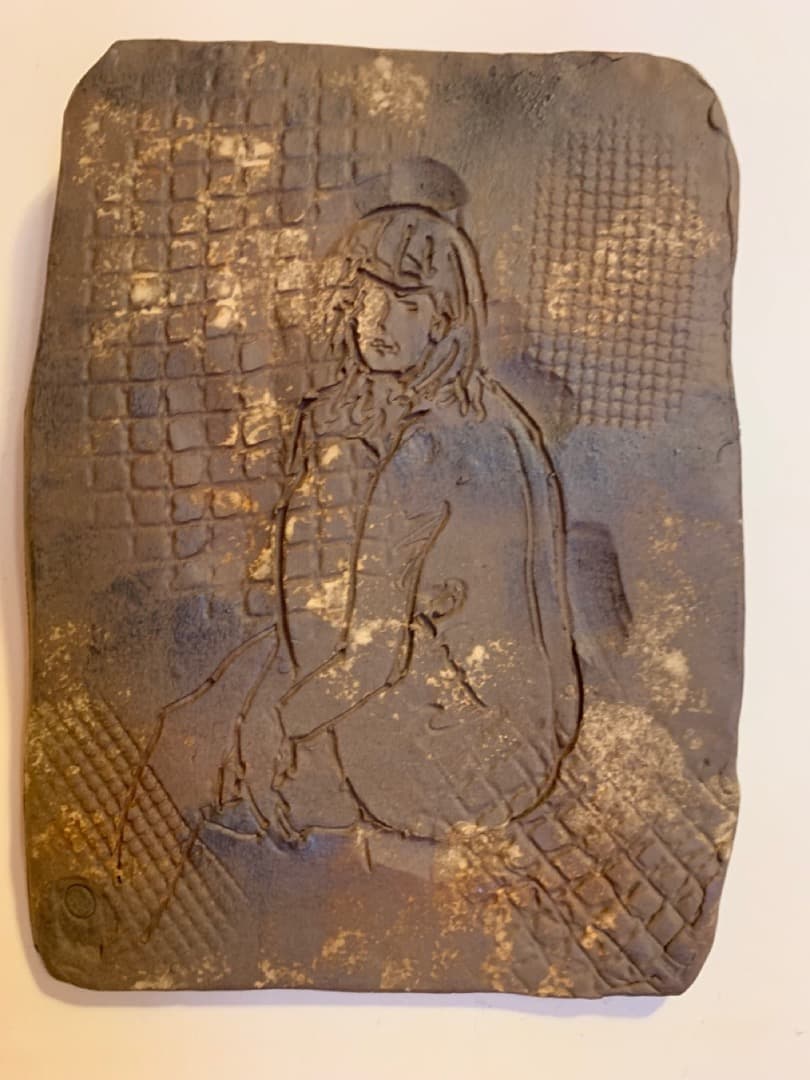 裸婦８　美術品　アート　陶器製　信楽焼　壁掛け