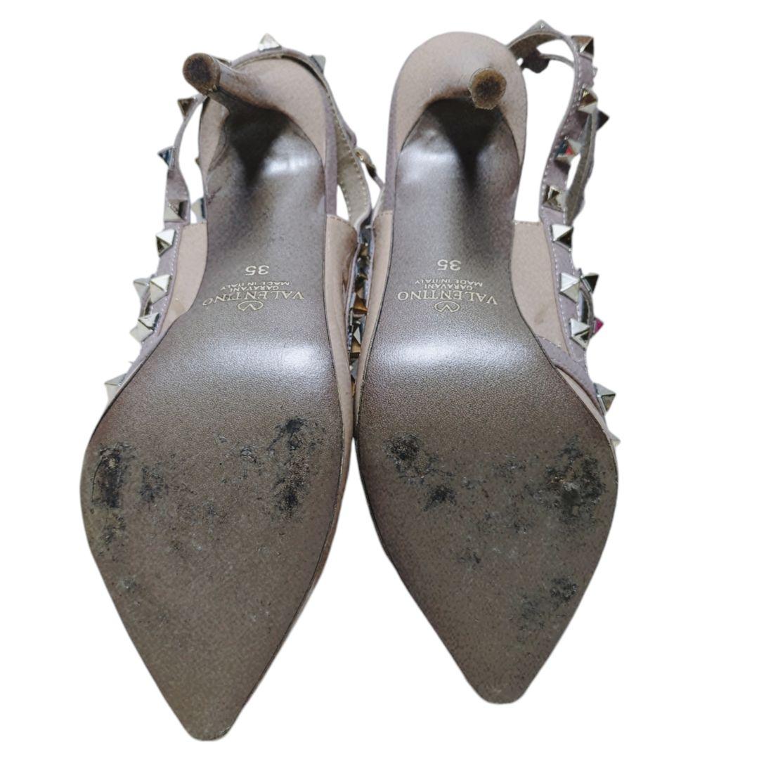 ヴァレンティノガラヴァーニ スタッズ サンダル ミュール ベージュ22.5