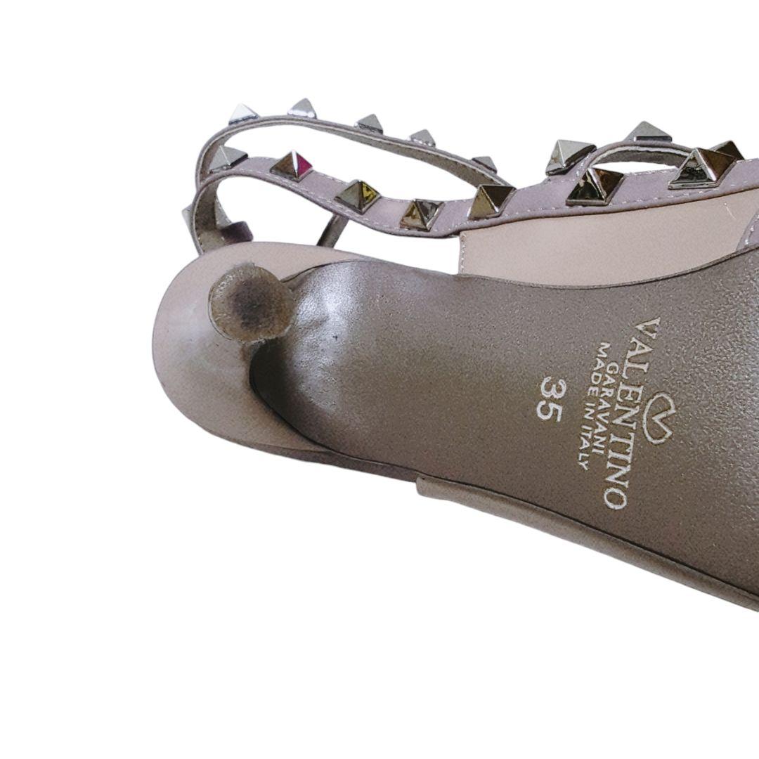 ヴァレンティノガラヴァーニ スタッズ サンダル ミュール ベージュ22.5