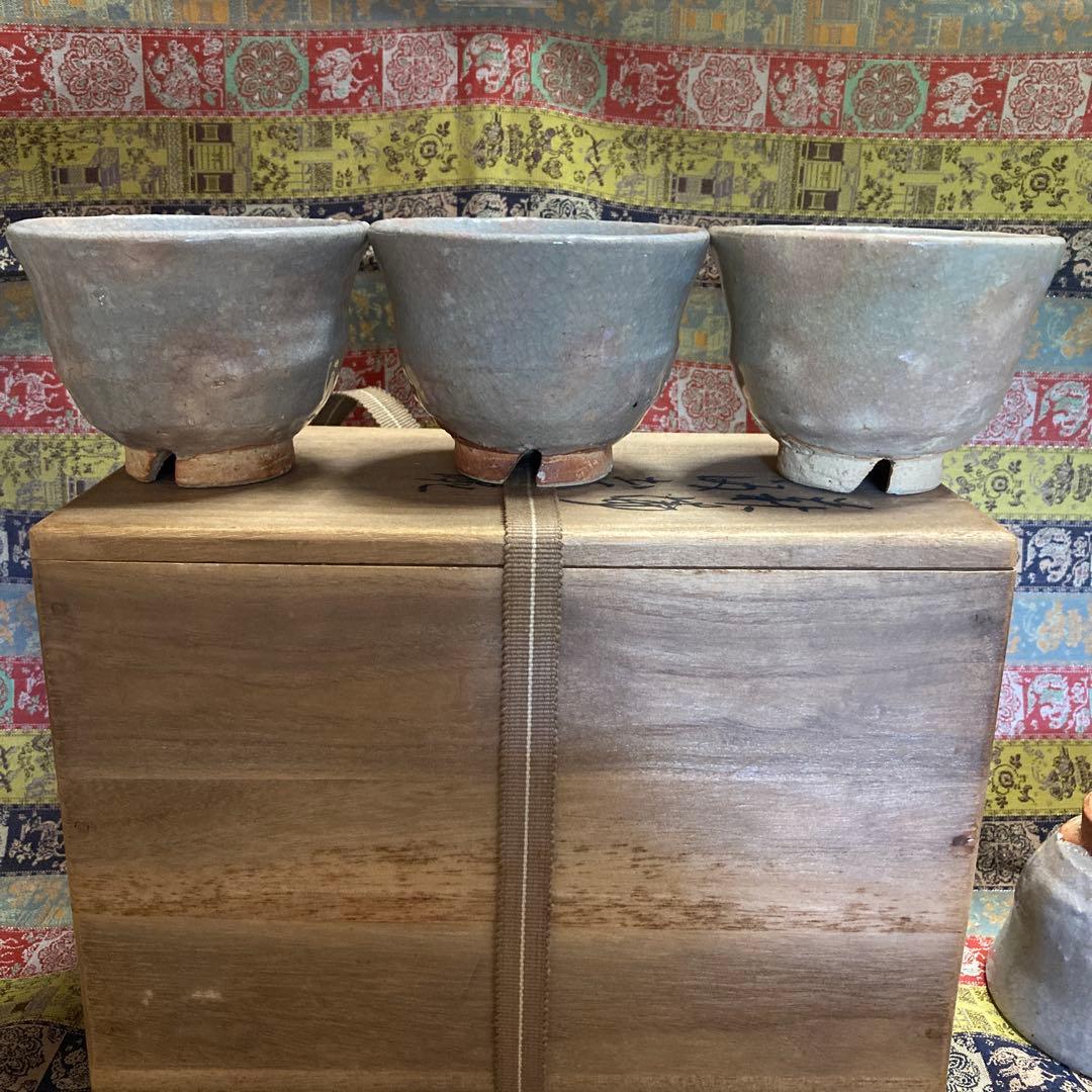 萩焼十一世 坂高麗左衛門 韓峯 湯呑6客　共箱栞付　径8.5高￼6.5高台4.3