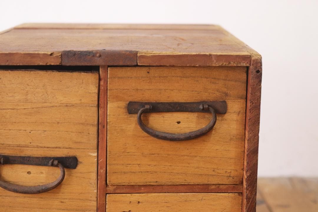 レトロ 卓上 小引き出し 抽斗 5杯 時代物 収納 小物入れ 木製 ヴィンテージ