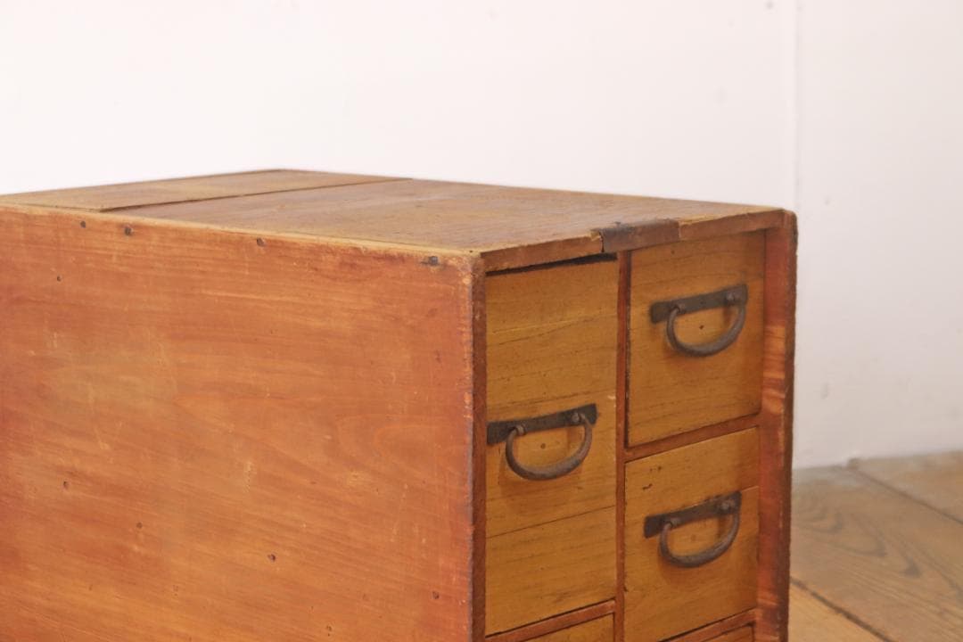 レトロ 卓上 小引き出し 抽斗 5杯 時代物 収納 小物入れ 木製 ヴィンテージ