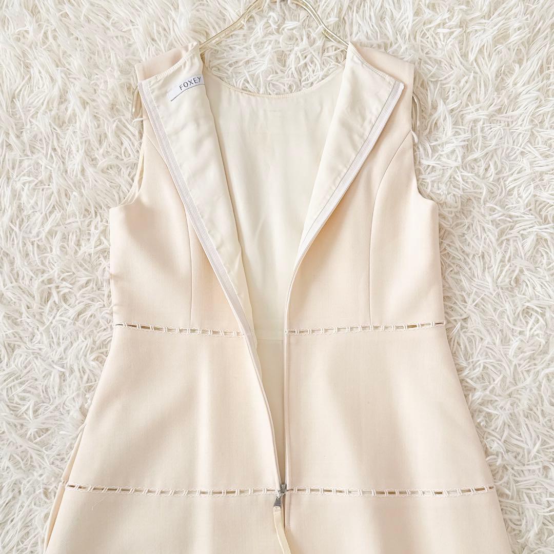 フォクシー✨Torte ハシゴレース ティアード ワンピース アイボリー 38