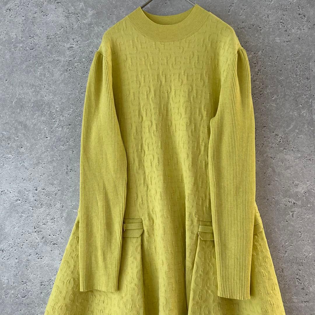 ✨美品✨ セルフォードCELFORD ロゴふくれジャガードニットワンピース 38