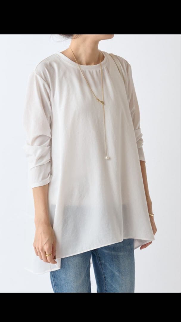 ビアズリー beardsley 後ろドレープTブラウス　0サイズ　未使用