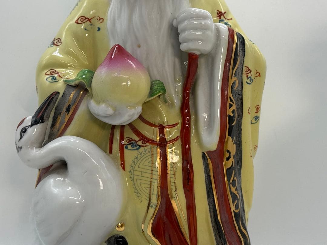 中国　景徳鎮製　色絵　禄星寿星像　送料込み251222