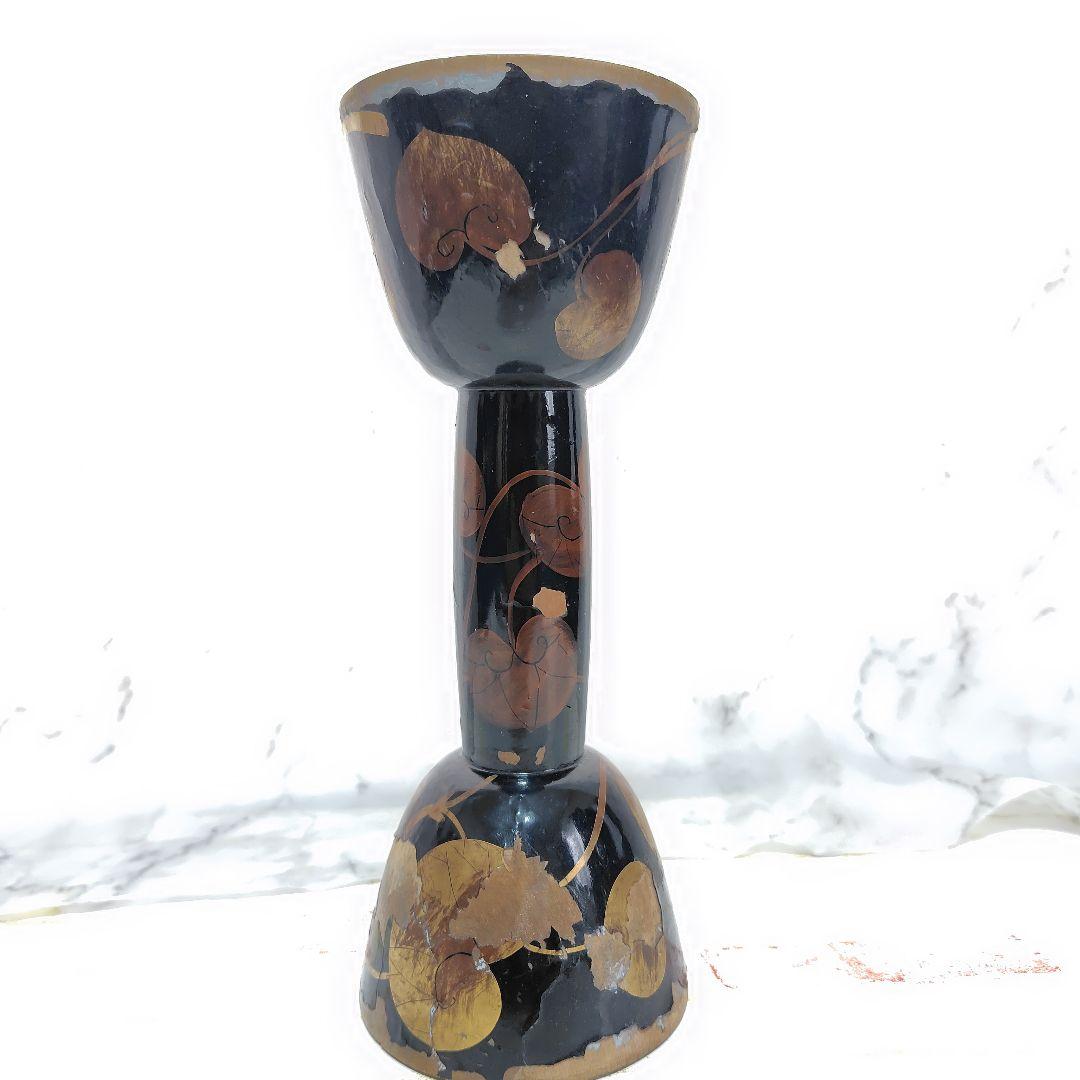 小鼓　鼓　鼓胴　つづみ　和楽器　蒔絵　金箔貼り　漆塗り