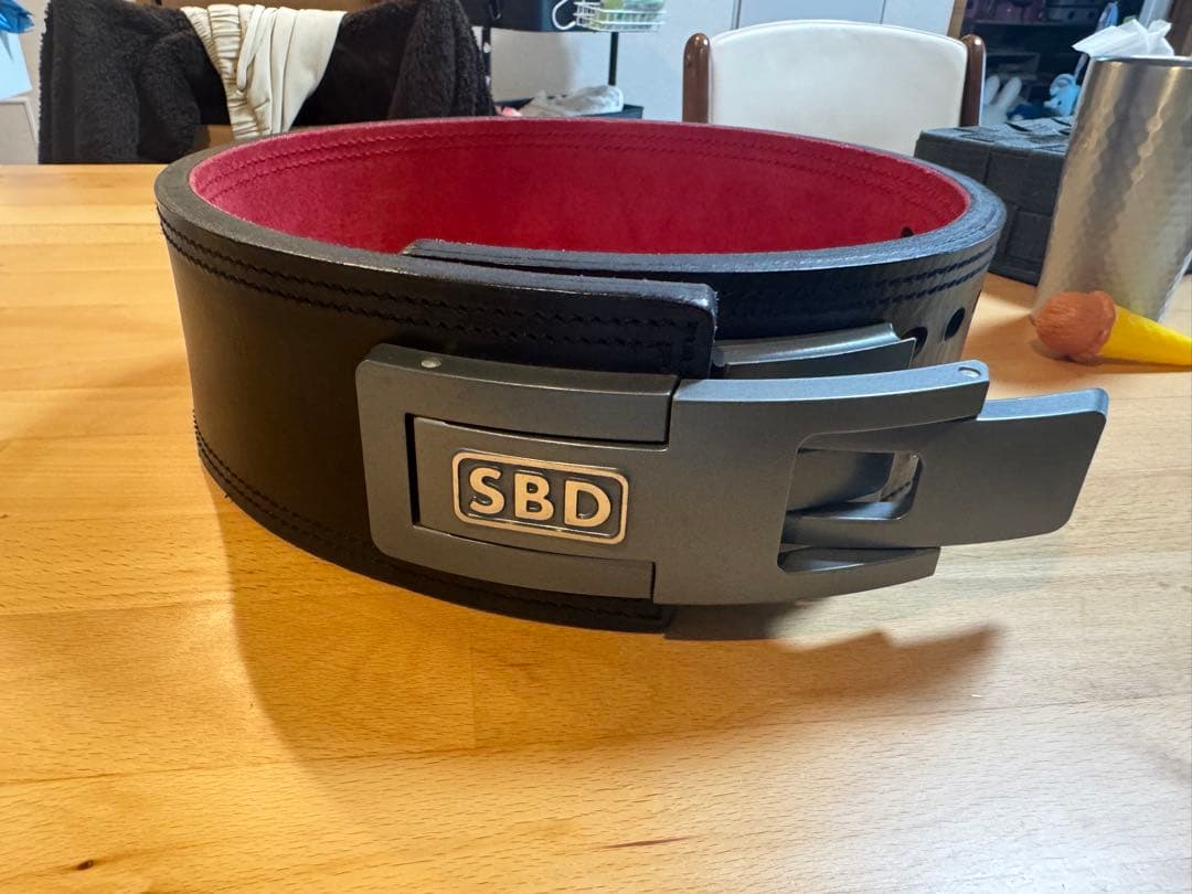 SBD パワーベルト13mm ブラック/レッド　Mサイズ