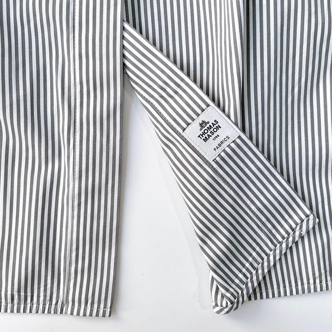 美品⁑エブール　2way ローガンコットンストライプシャツブラウス　グレー　38