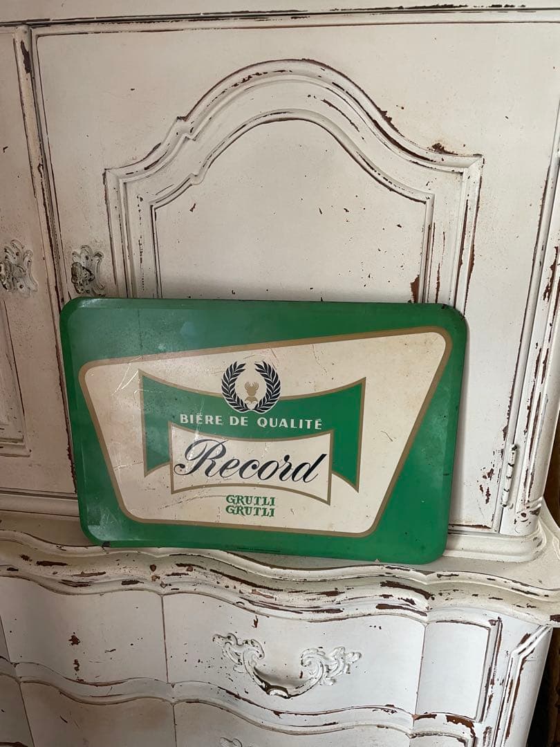 フランス　アンティーク　サイン　プレート　ビール　グリーン　パブ　バー　レア