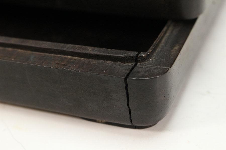 中国美術 古硯 端渓 白玉貼紫檀箱(K-LC732)