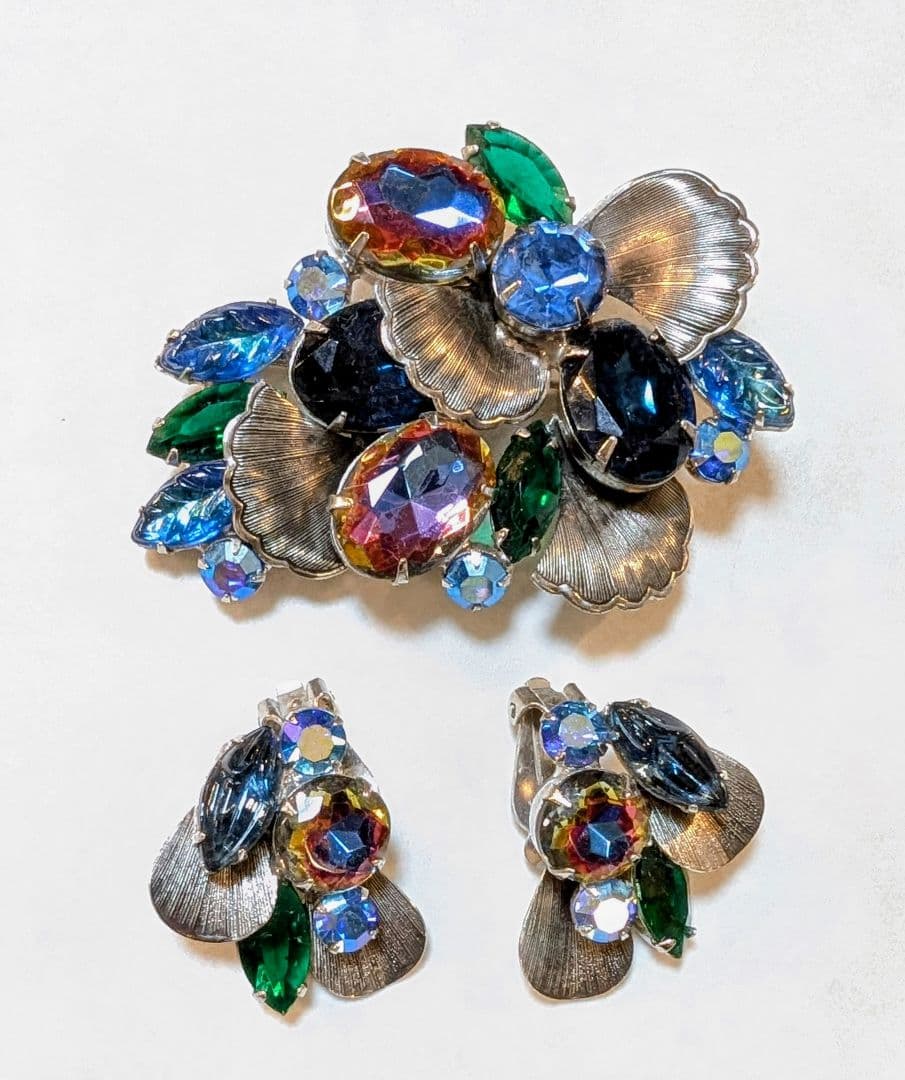 No.0339　ヴィンテージジュリアナ　ウォーターメロン＆メタル　ブローチセット