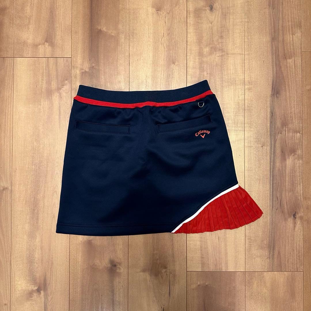 サイドプリーツスカート　半袖　ポロシャツ　春夏　ホワイト×ネイビー　セットアップ