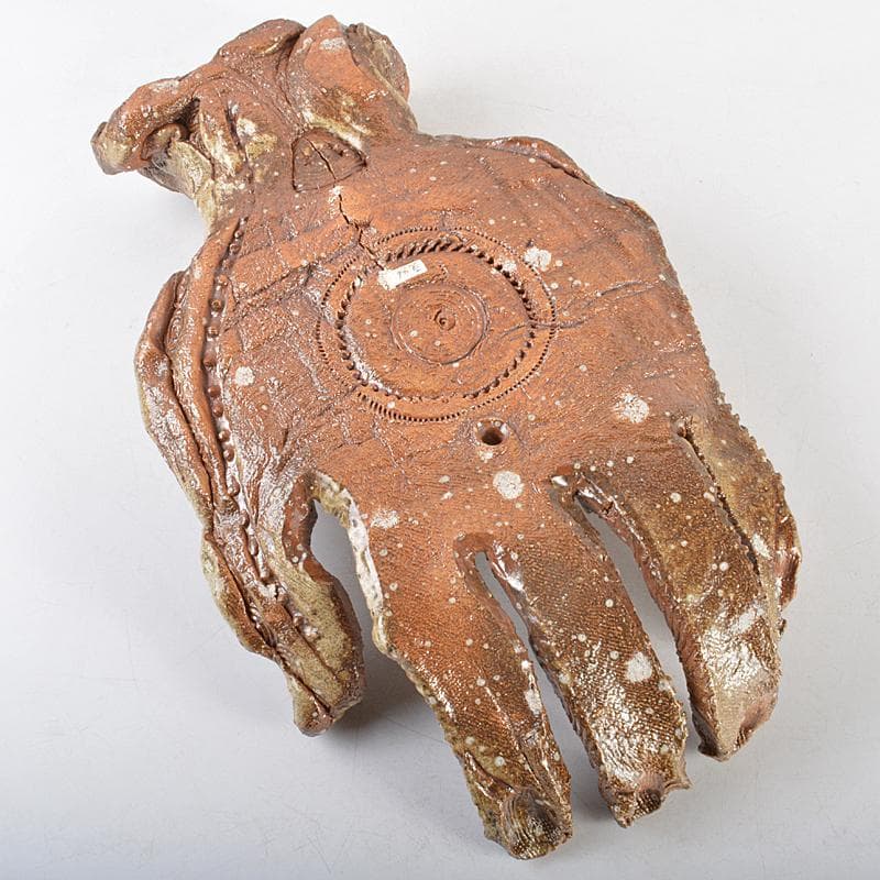 信楽焼　克銘　手のひらに羅針盤　置物　手のオブジェ　F　R5961B