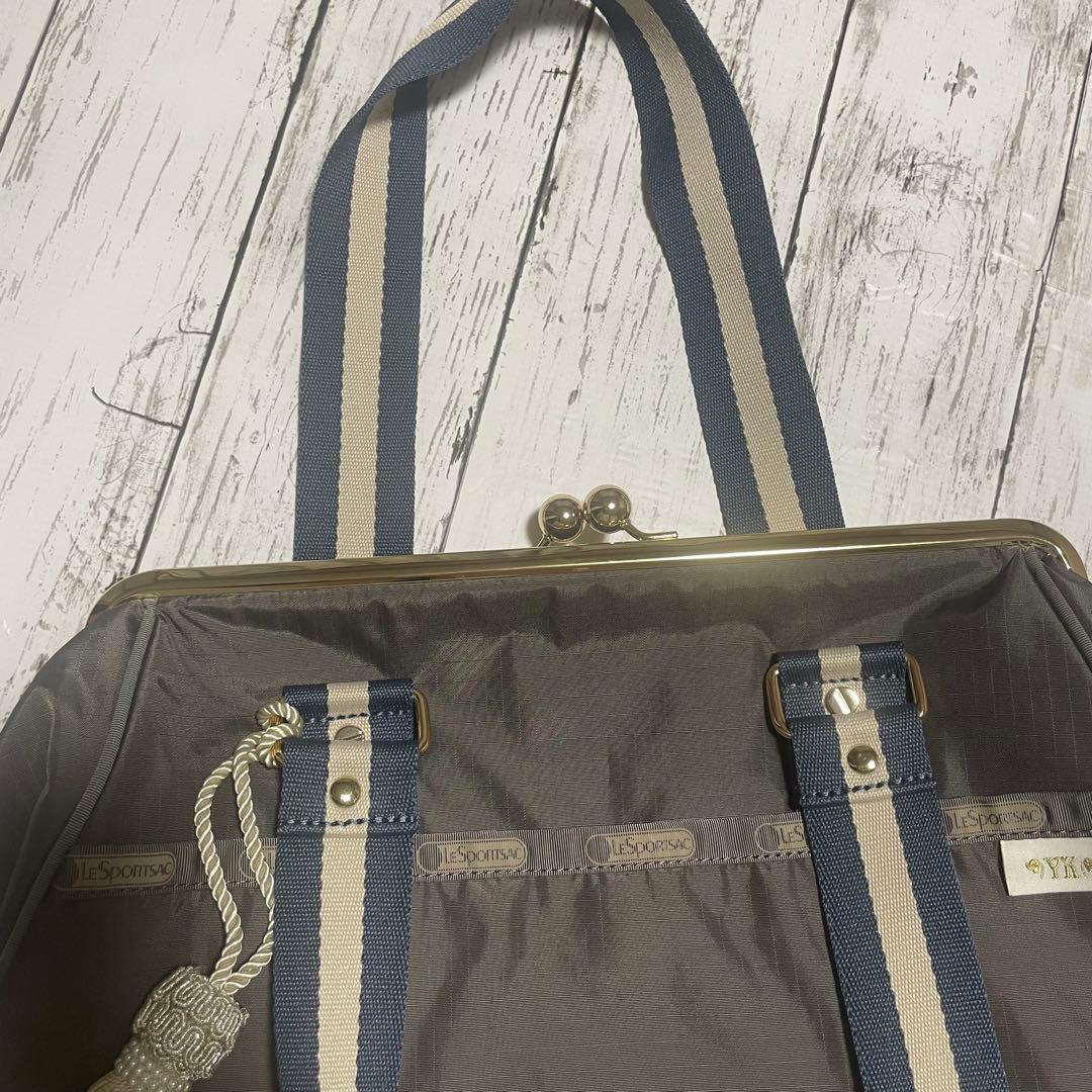 レスポートサック×風間ゆみえコラボ　ハンドバッグ　ガマ口バッグ　希少　グレー