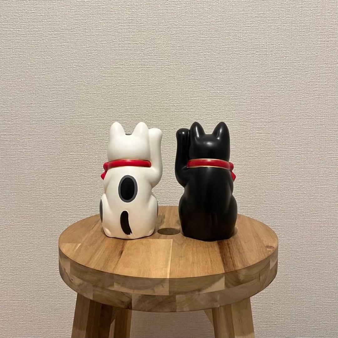 白福結　黒福結　瀬戸まねき猫　置物　2個セット　箱無し