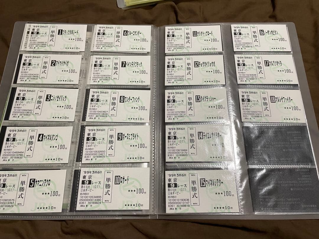 ゔ*す様 1999年　日本ダービー　現地馬券18頭