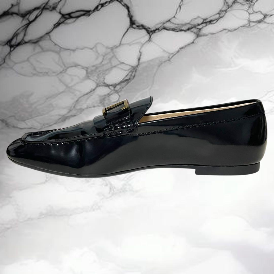 【トッズ】美品Tタイムレス レザー ローファー ゴールド金具 フラットシューズ