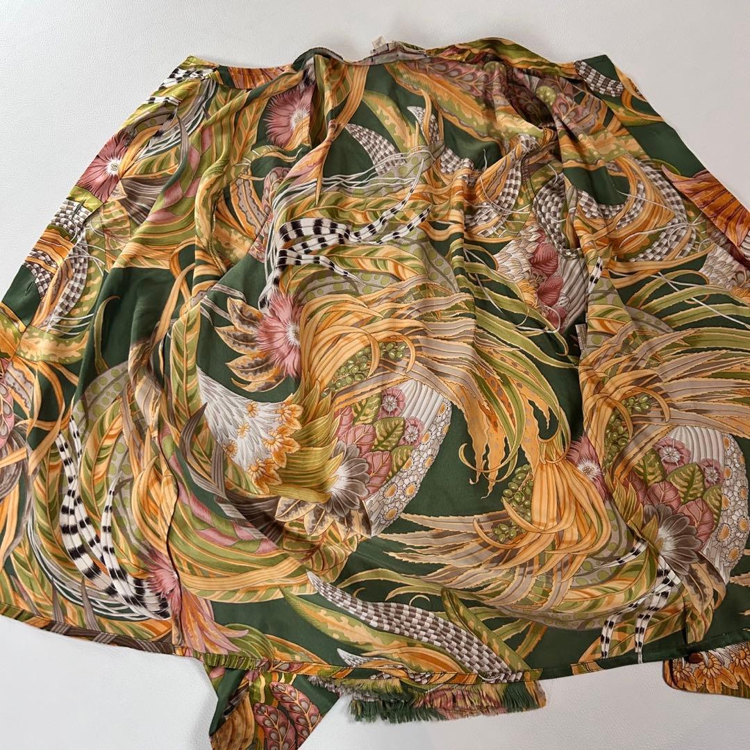 美品✨サルヴァトーレフェラガモ シルク スカーフ付きブラウス 総柄 L