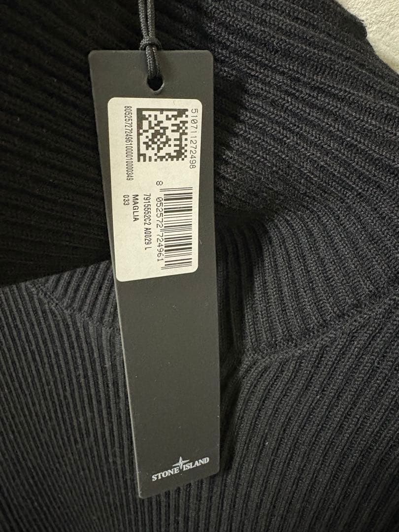 stone  タートルネックニット black