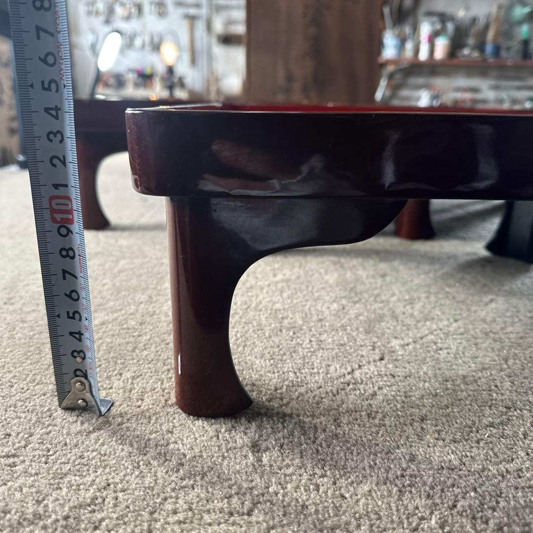 B 旧家 輪島塗 高脚膳 5客 時代漆器 専用木箱付き アンティーク き