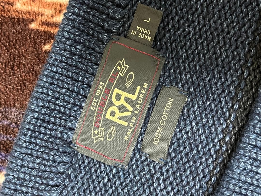 RRLボーダーニット　ネイビー×ブラック　サイズL ラルフローレン