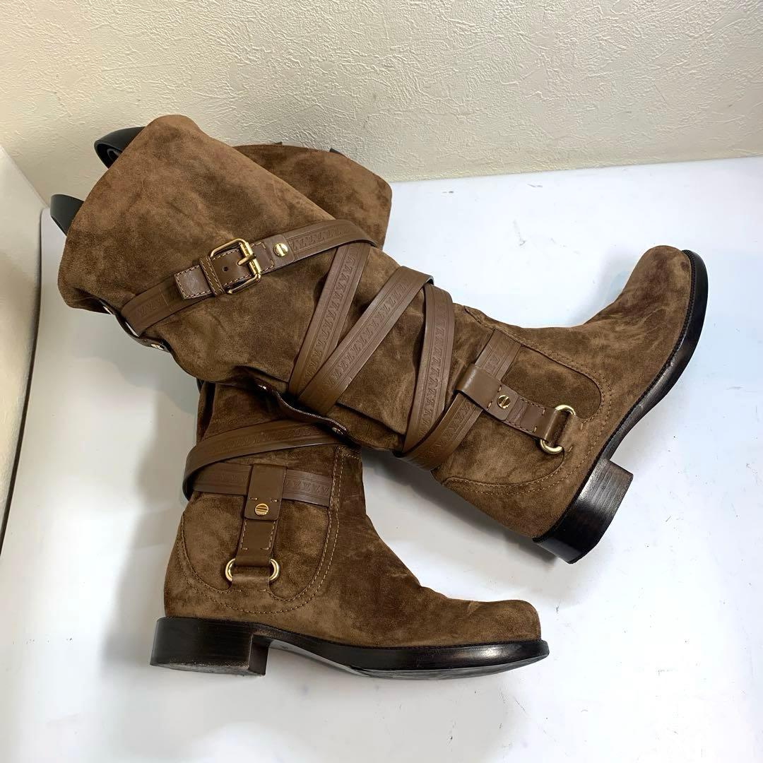 ルイヴィトン　サイズ表記「35」22.5センチ　ブラウンスウェード　ベルトブーツ