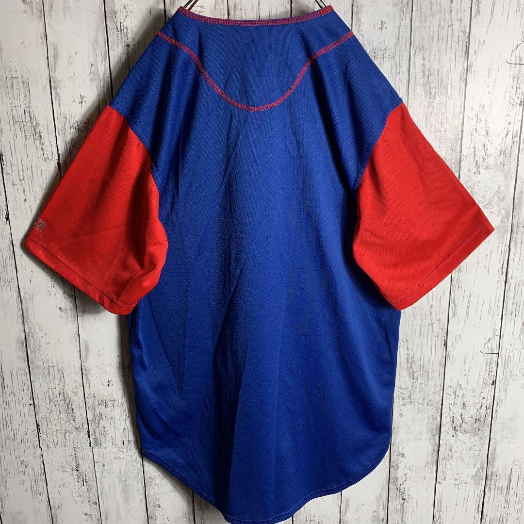 【MLB】古着 メンズ 青 野球 ベースボールシャツ シカゴカブス ★ストリート