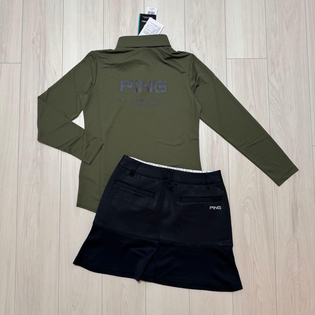 新品 ピン セットアップ 長袖ポロシャツ ダンボールニットスカート 秋冬 S