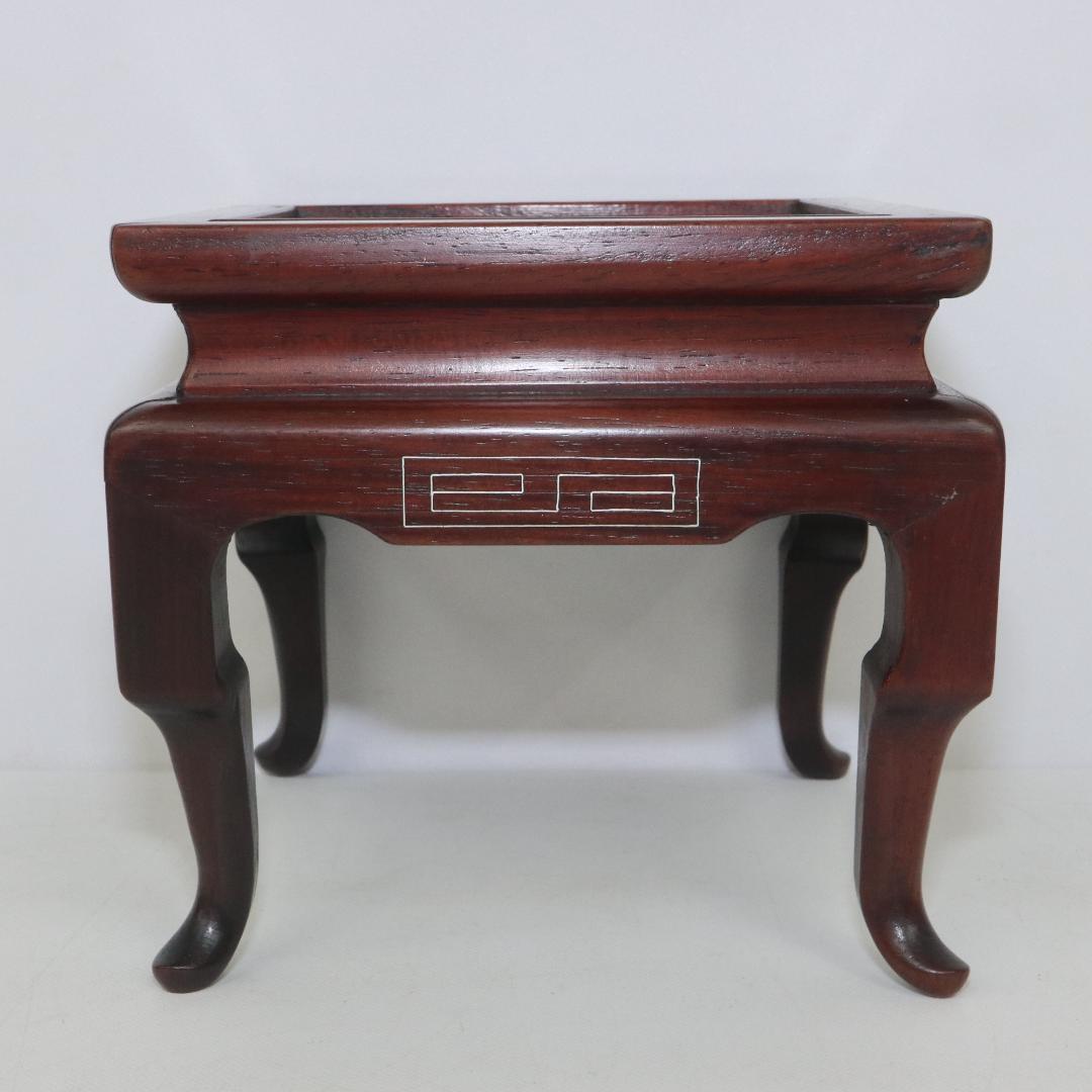 銀象嵌　唐木　花台　アンティーク